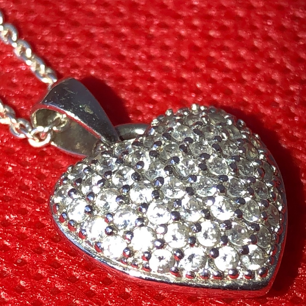 Sterling Jacmel JCM reversible heart CZ necklace